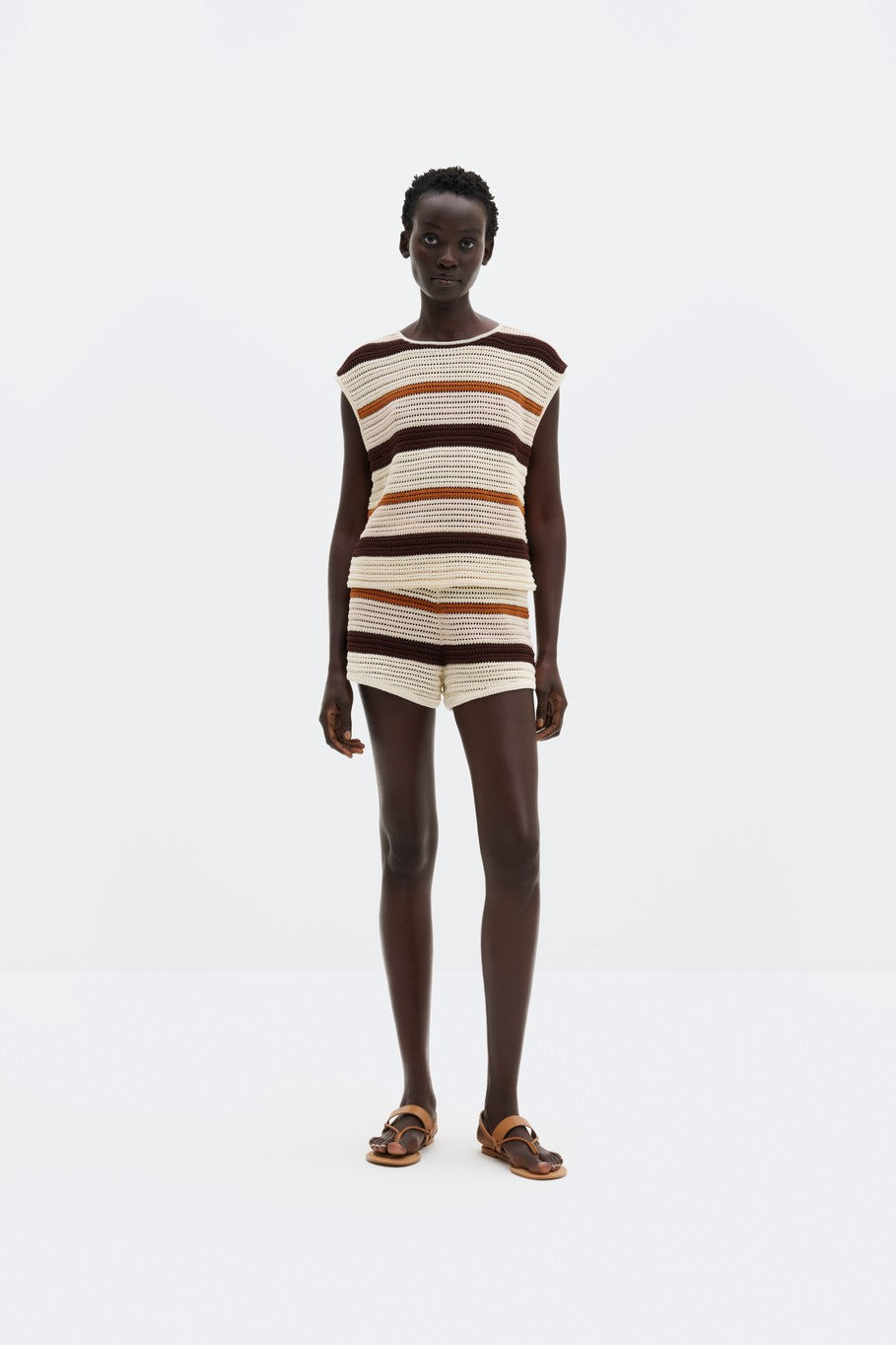 Louelle Multi Colored Knitted Top Multi Rust T-skjorter